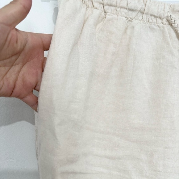 Zara Ivory Elastic Band Tie High Waisted Pants Size M boho Lagenlook linen blend - Picture 2 of 4